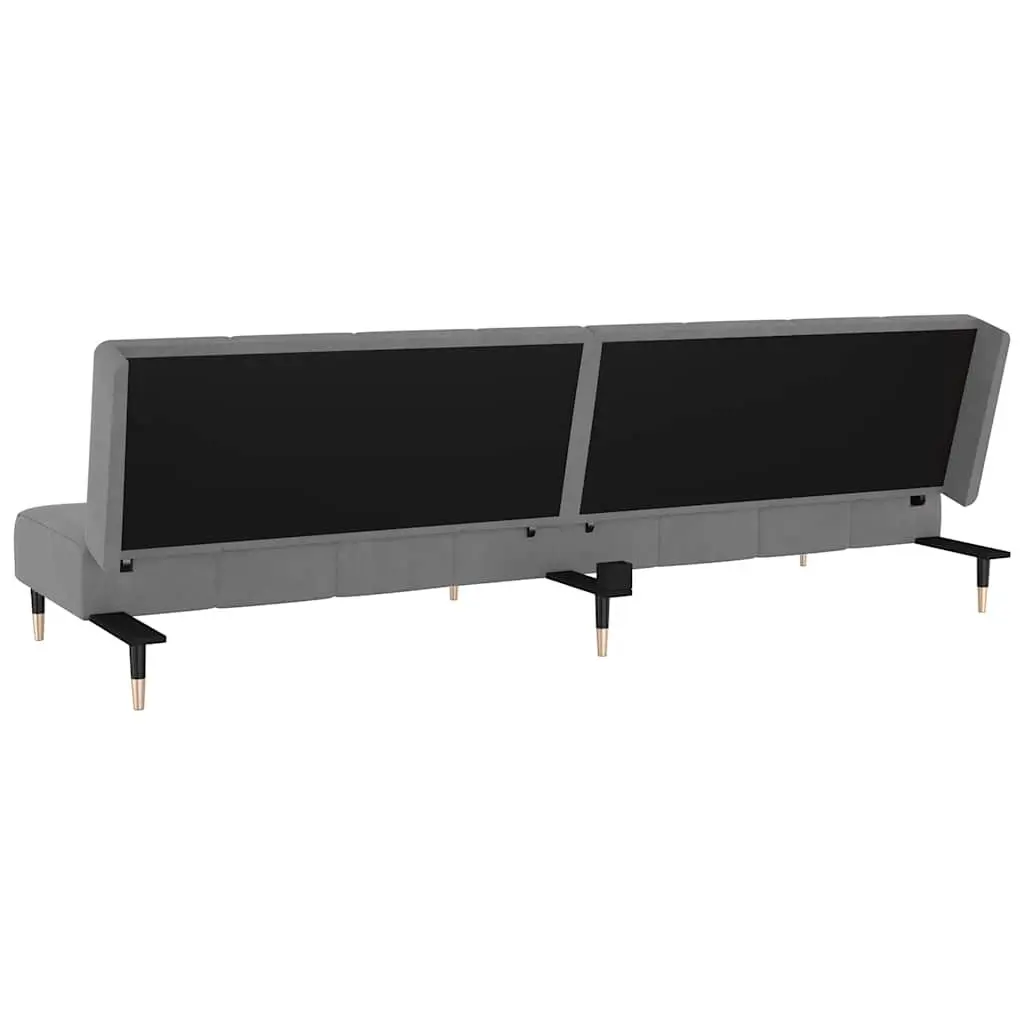 Grey Velvet 2-Seater Sofa Bed for Guests