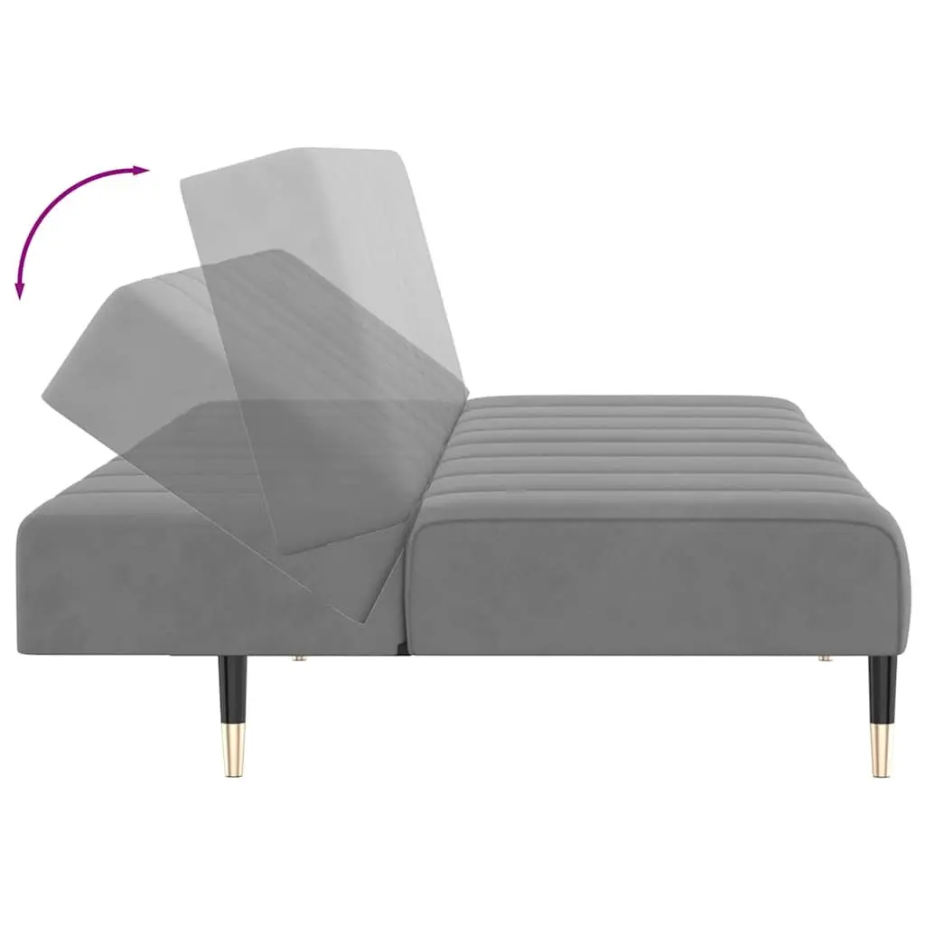 Grey Velvet 2-Seater Sofa Bed for Guests