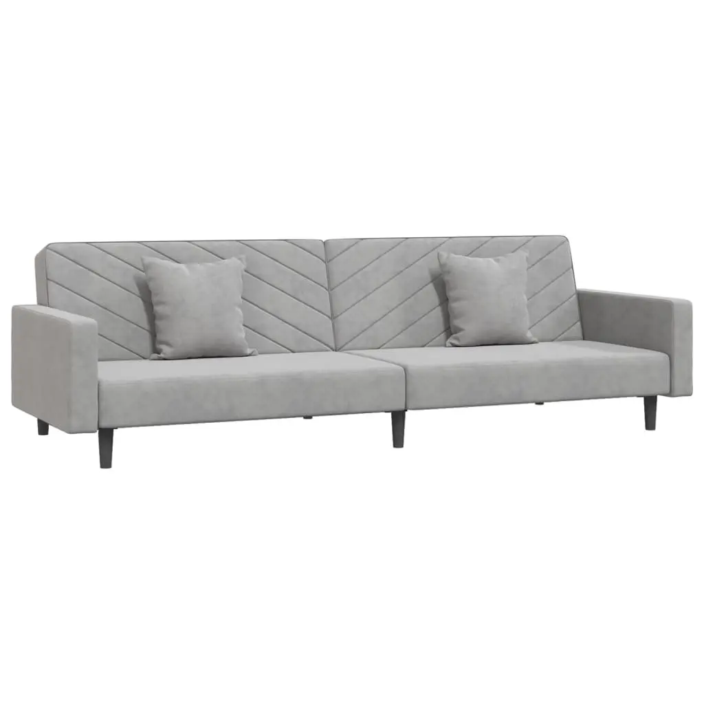 Convertible Grey Velvet 2-Seater Sofa Bed