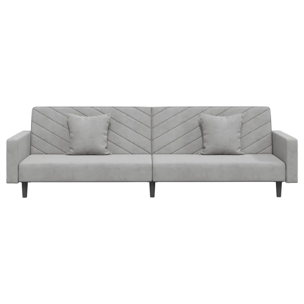 Convertible Grey Velvet 2-Seater Sofa Bed