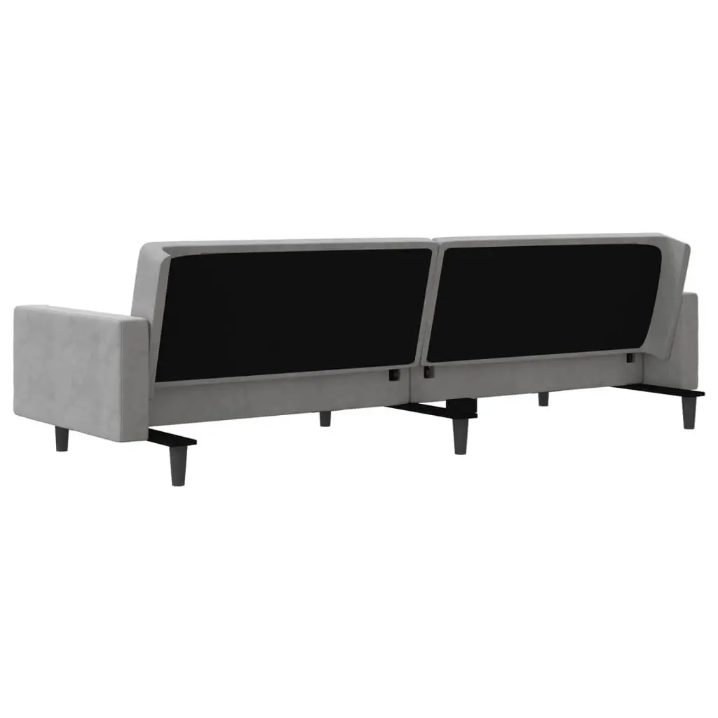 Convertible Grey Velvet 2-Seater Sofa Bed