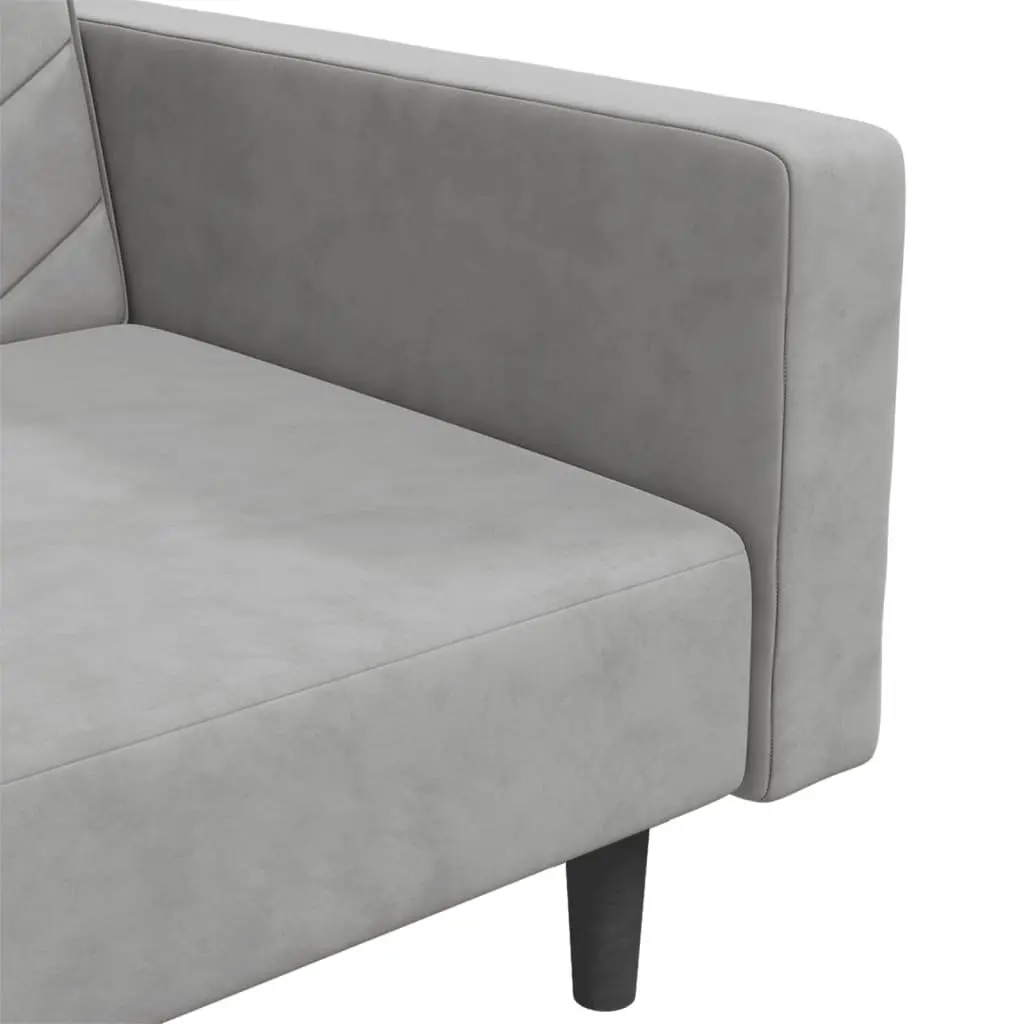 Convertible Grey Velvet 2-Seater Sofa Bed