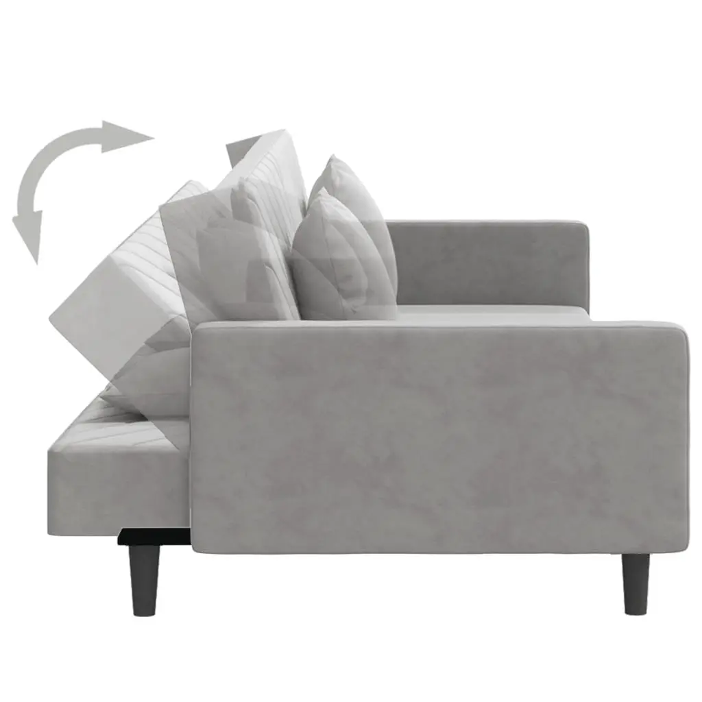 Convertible Grey Velvet 2-Seater Sofa Bed