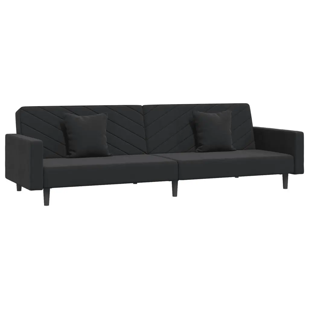 Sofa Bed Velvet Black 2-Seater Convertible Day Bed Twin Bed