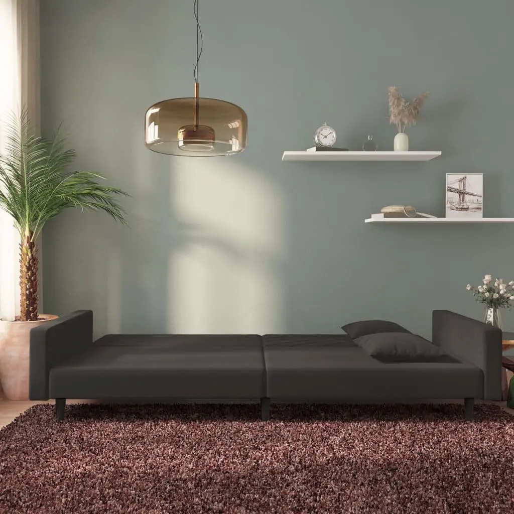 Sofa Bed Velvet Black 2-Seater Convertible Day Bed Twin Bed