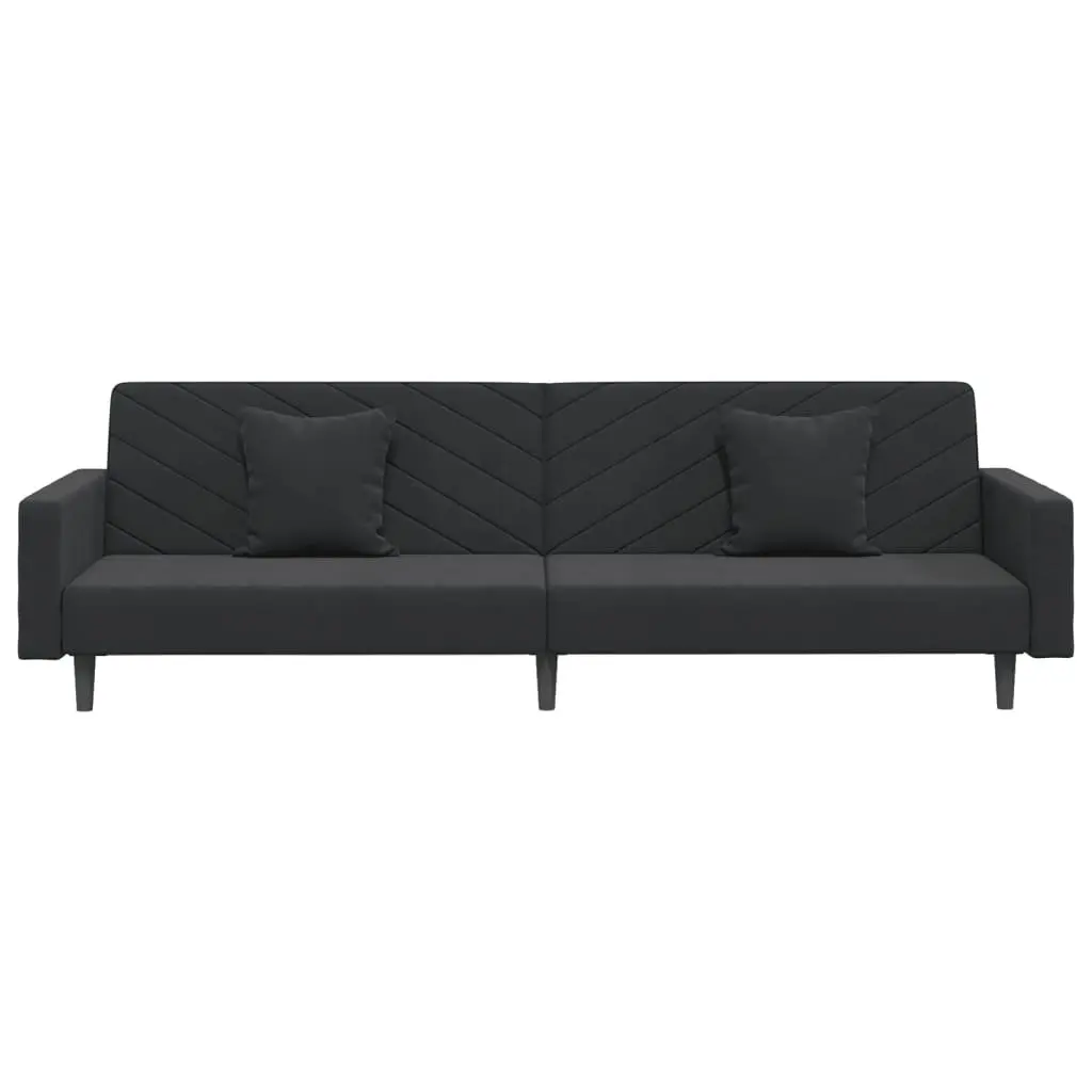 Sofa Bed Velvet Black 2-Seater Convertible Day Bed Twin Bed