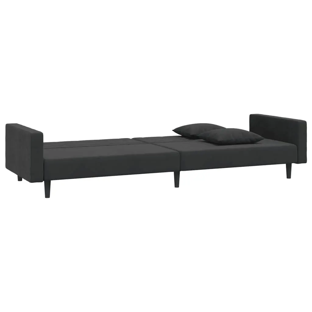 Sofa Bed Velvet Black 2-Seater Convertible Day Bed Twin Bed