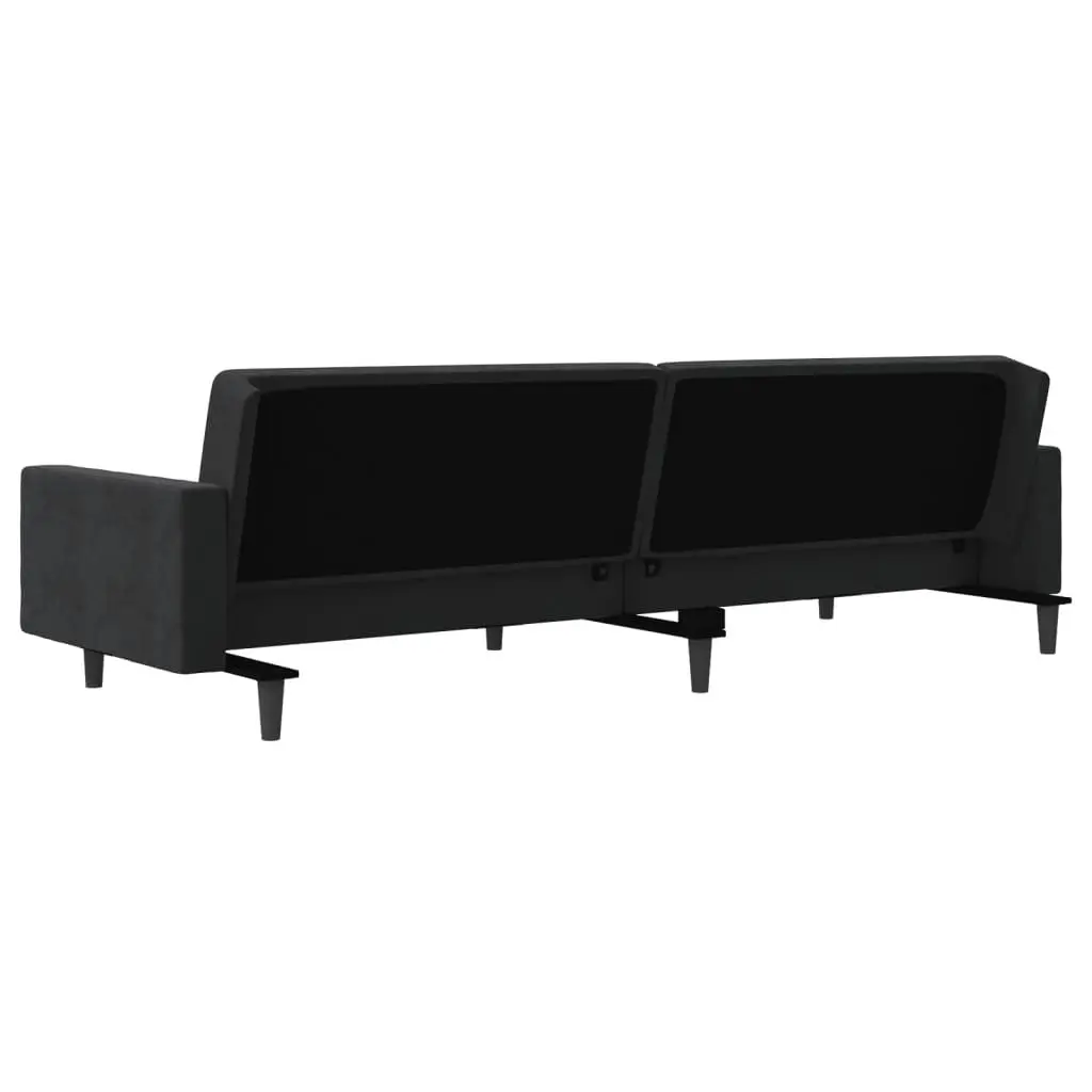 Sofa Bed Velvet Black 2-Seater Convertible Day Bed Twin Bed