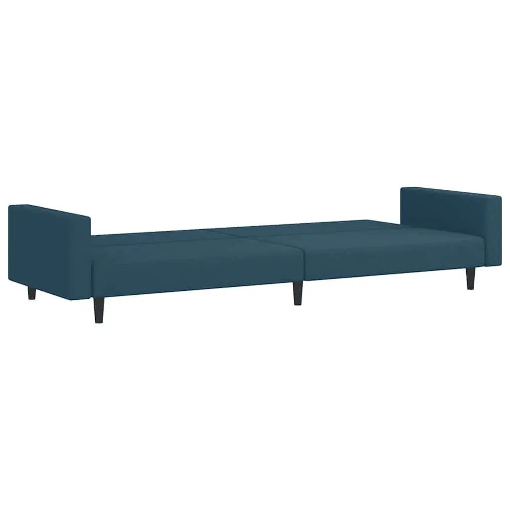 Blue Velvet Convertible 2-Seater Sofa Bed for Guests