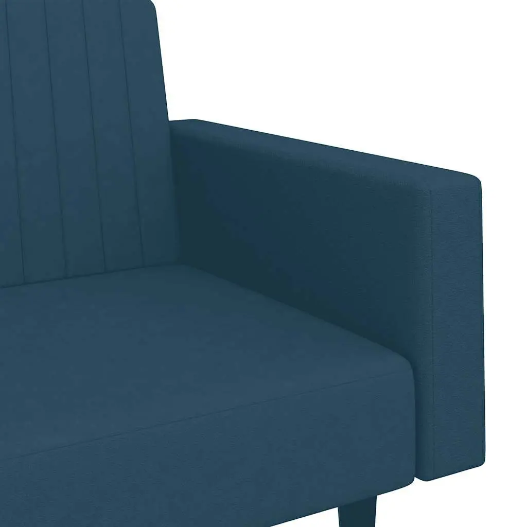 Blue Velvet Convertible 2-Seater Sofa Bed for Guests