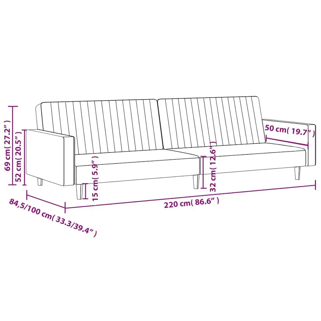 Blue Velvet Convertible 2-Seater Sofa Bed for Guests