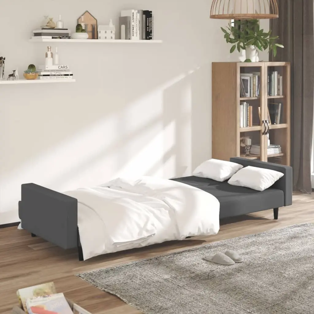 Convertible Sofa Bed Velvet Grey 2 Seater