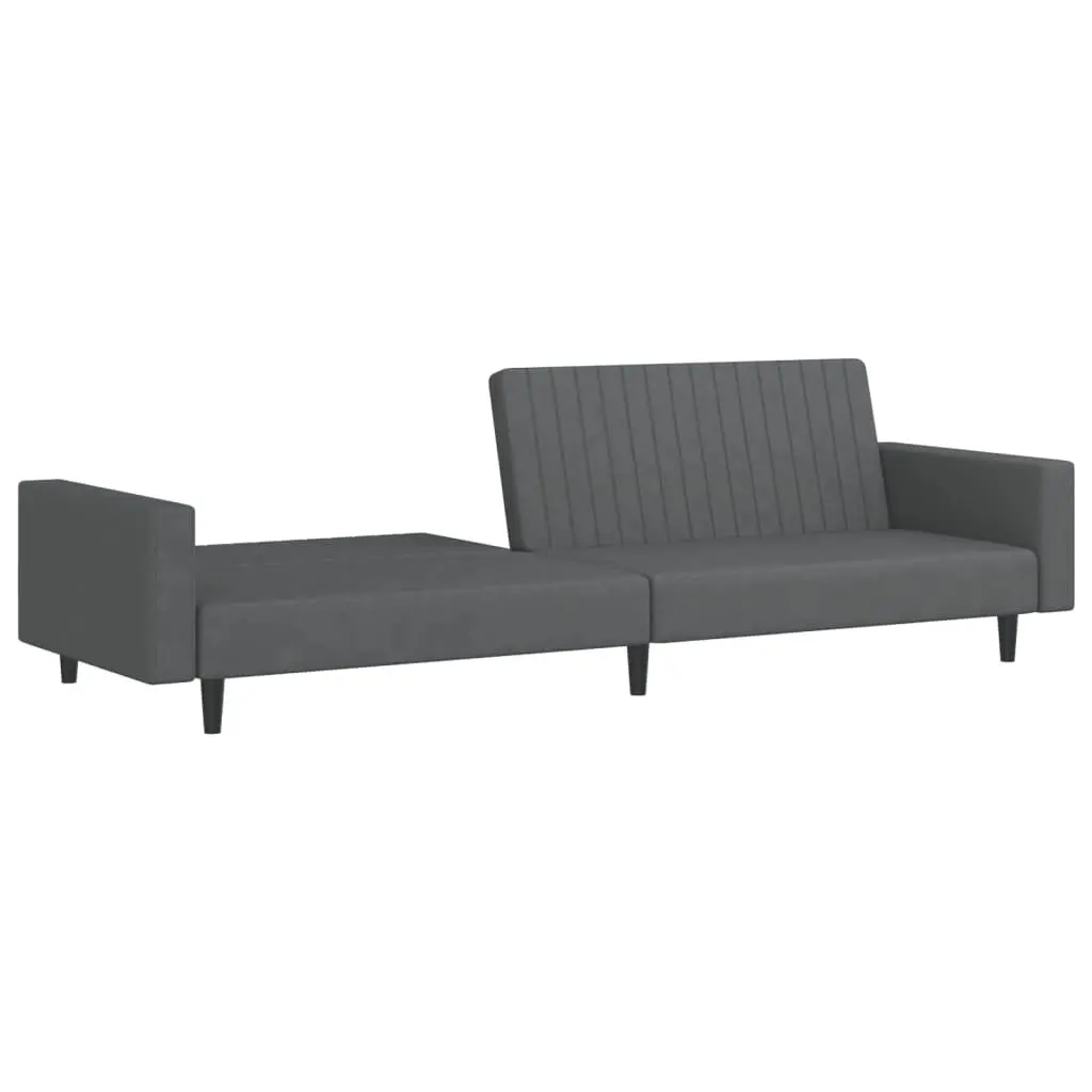 Convertible Sofa Bed Velvet Grey 2 Seater