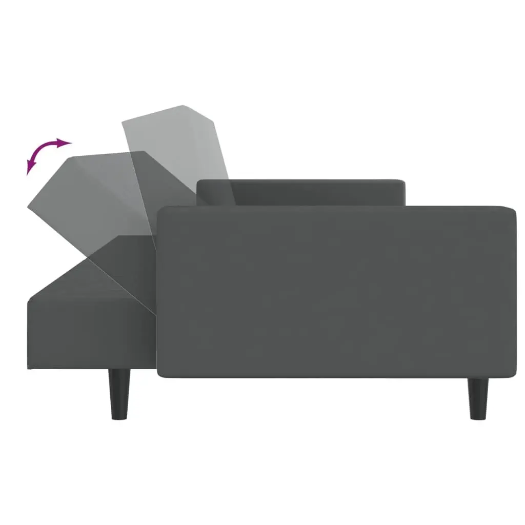 Convertible Sofa Bed Velvet Grey 2 Seater