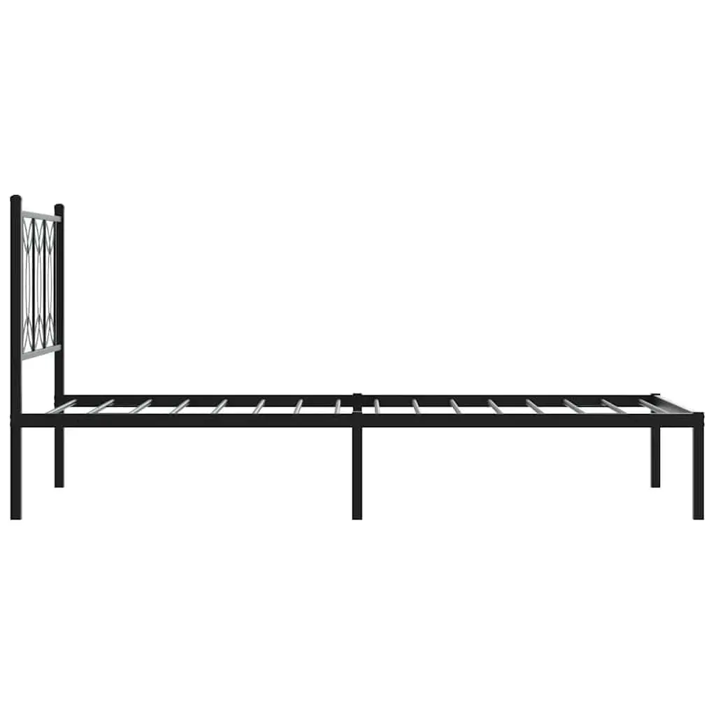 Metal Bed Frame Steel 90x190cm Black Slatted Base