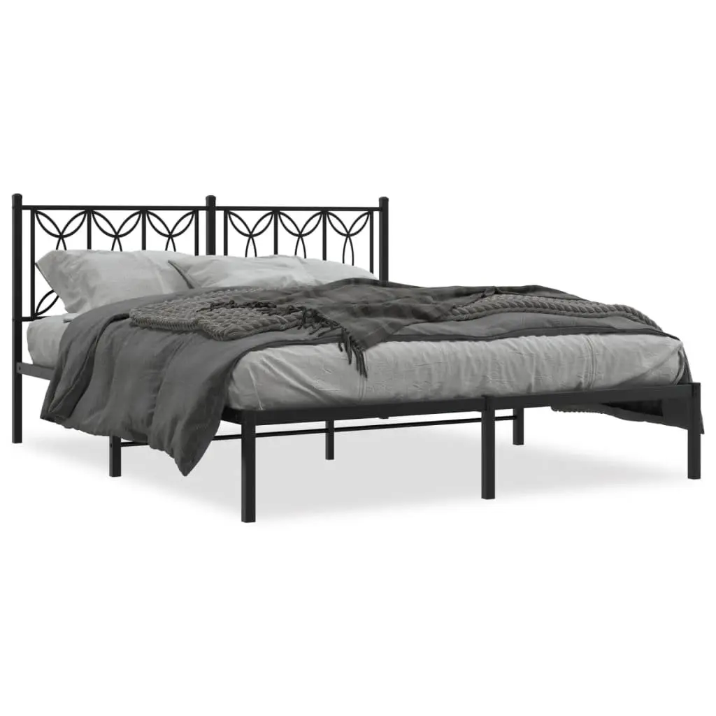Metal Bed Frame Steel 150x200 cm Black
