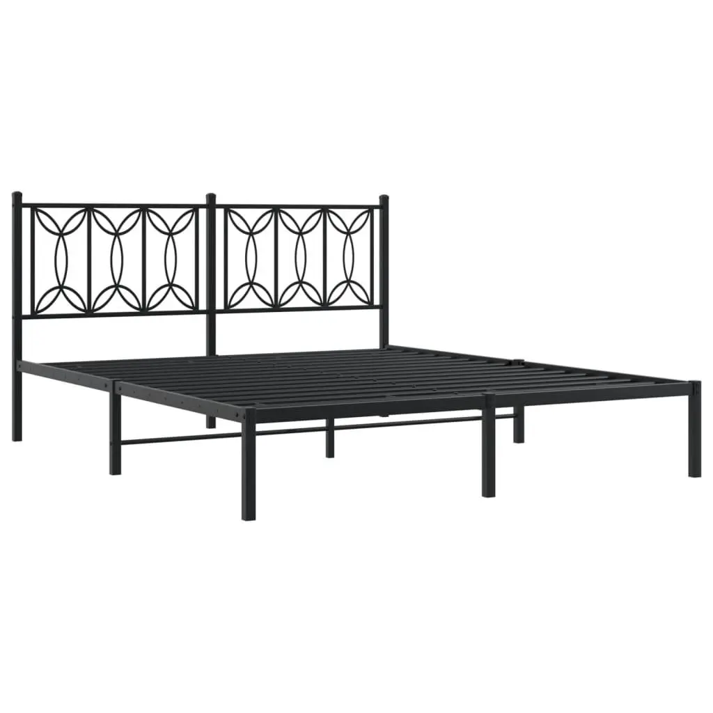 Metal Bed Frame Steel 150x200 cm Black