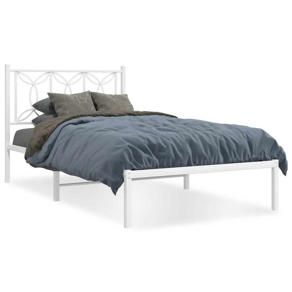Metal Bed Frame Steel 107x203 cm White
