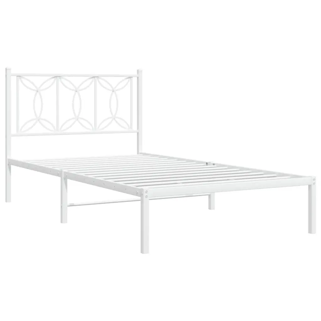Metal Bed Frame Steel 107x203 cm White