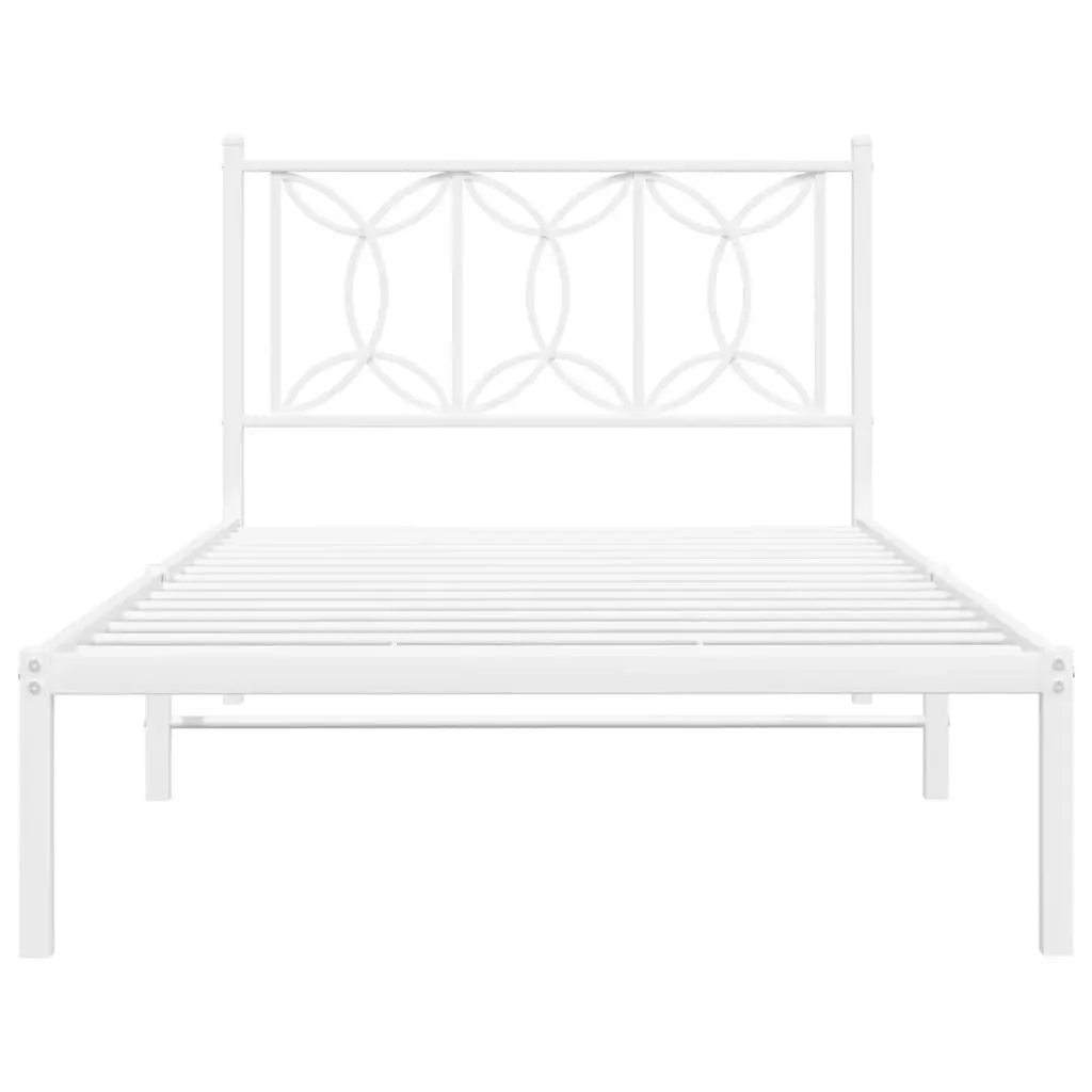 Metal Bed Frame Steel 107x203 cm White