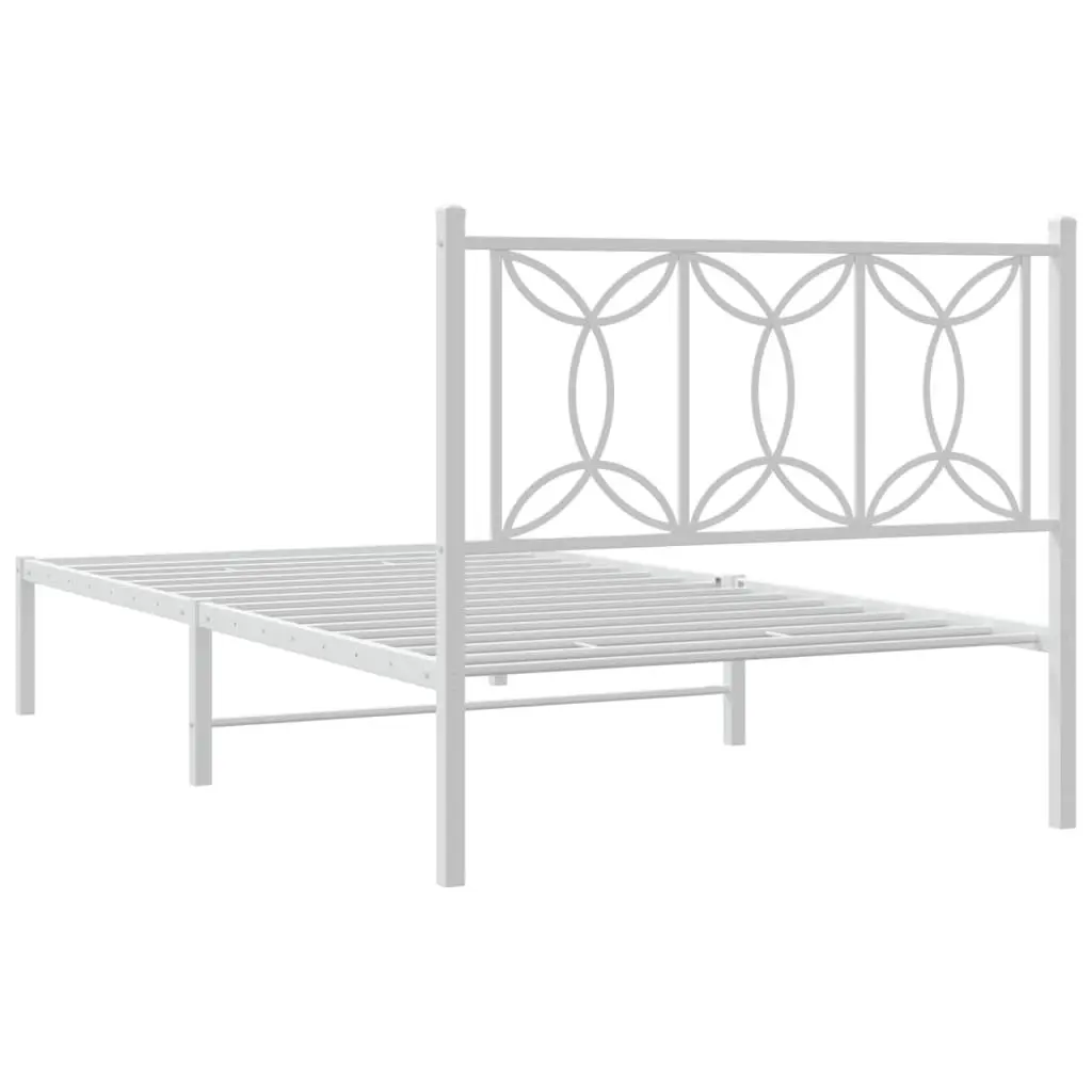 Metal Bed Frame Steel 107x203 cm White