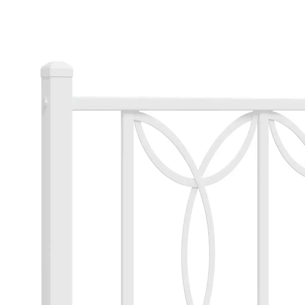 White Metal Bed Frame with Headboard Storage 183x203 cm