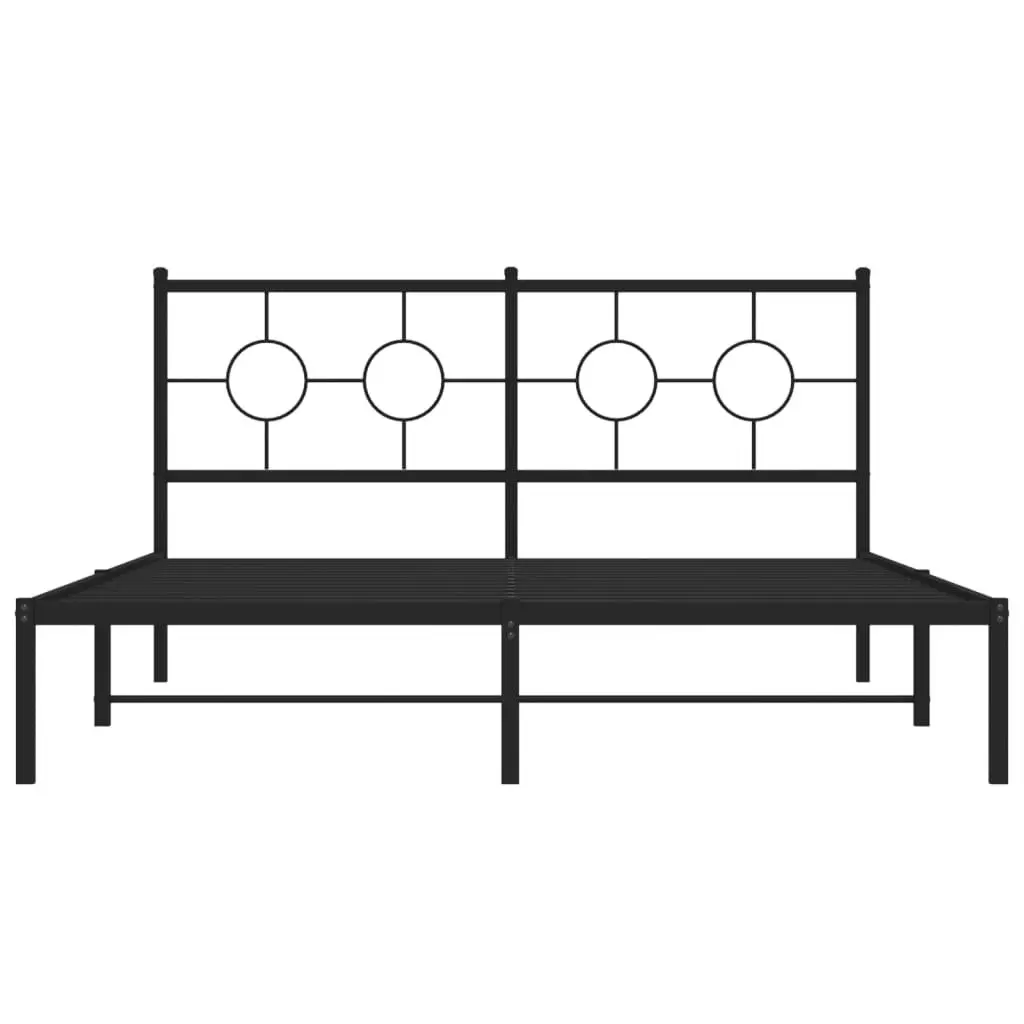 Black Metal Bed Frame 150x200 cm with Headboard