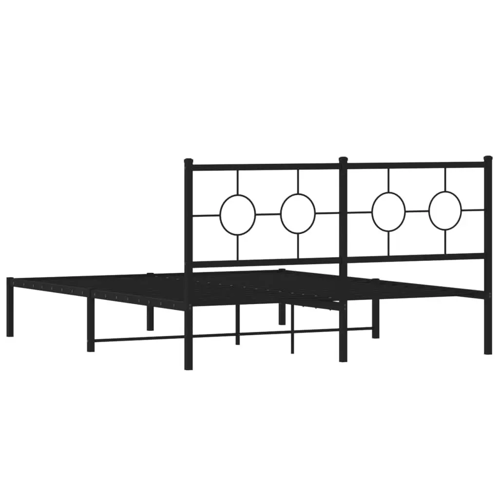 Black Metal Bed Frame 150x200 cm with Headboard