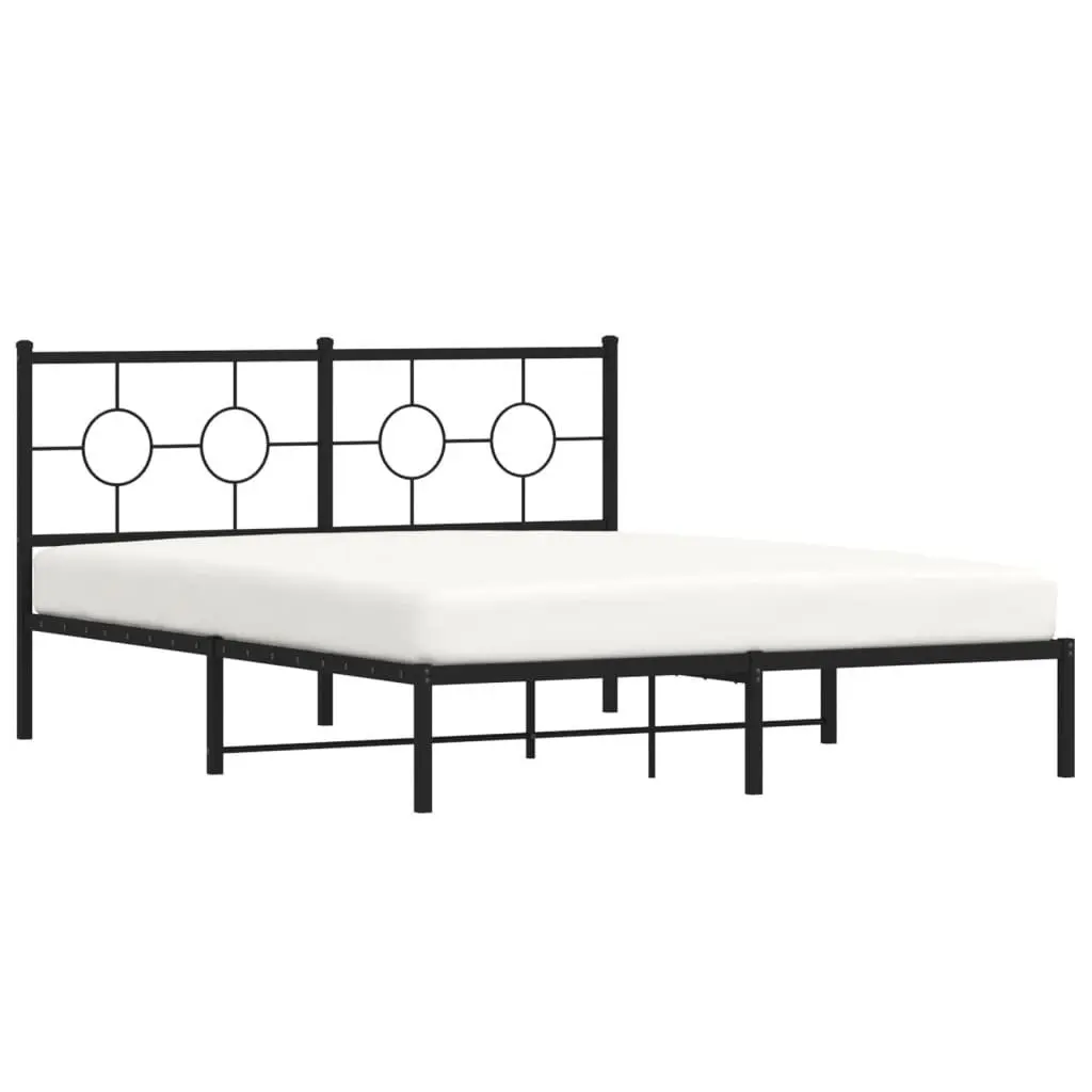 Black Metal Bed Frame 150x200 cm with Headboard