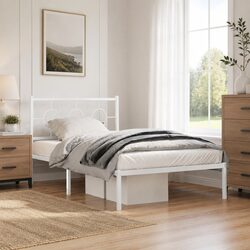 King Single Metal Bed Frame with Elegant Headboard