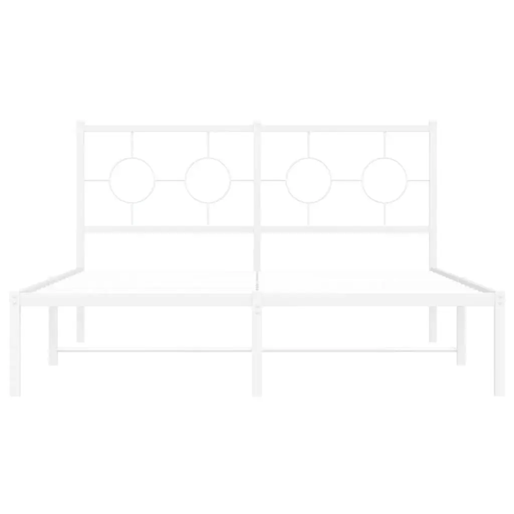 Metal Bed Frame Powder-coated Steel 135x190 cm White Slatted Base