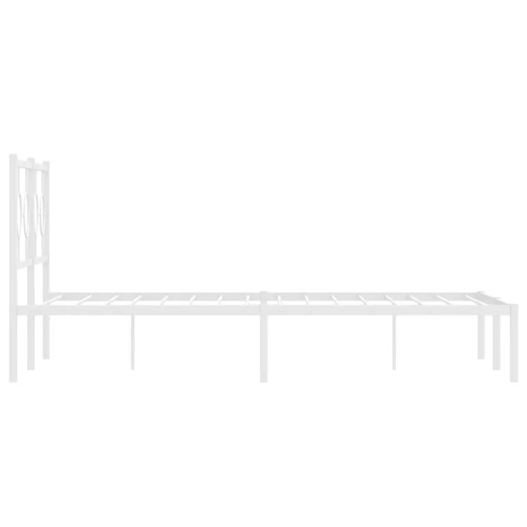Metal Bed Frame Powder-coated Steel 135x190 cm White Slatted Base