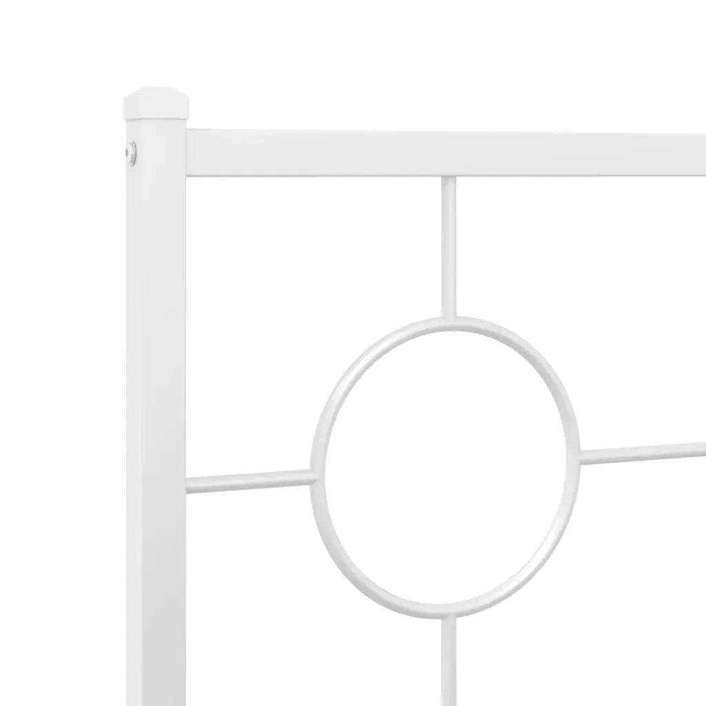 Metal Bed Frame Powder-coated Steel 135x190 cm White Slatted Base