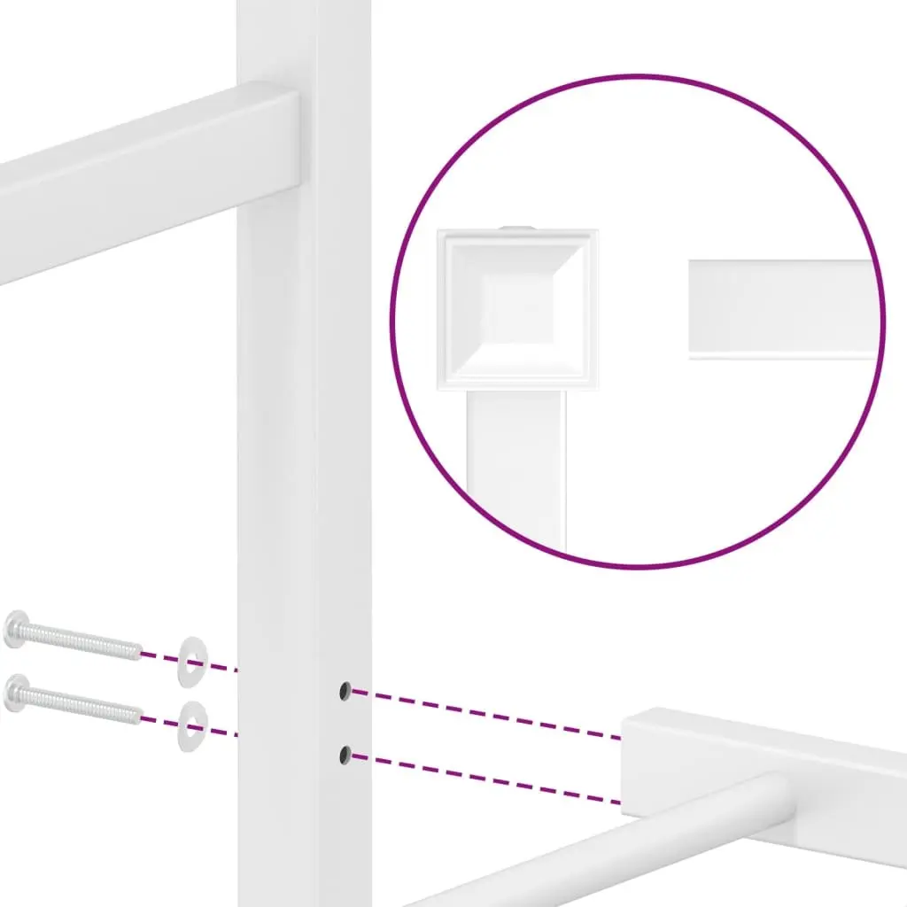 Metal Bed Frame Powder-coated Steel 135x190 cm White Slatted Base