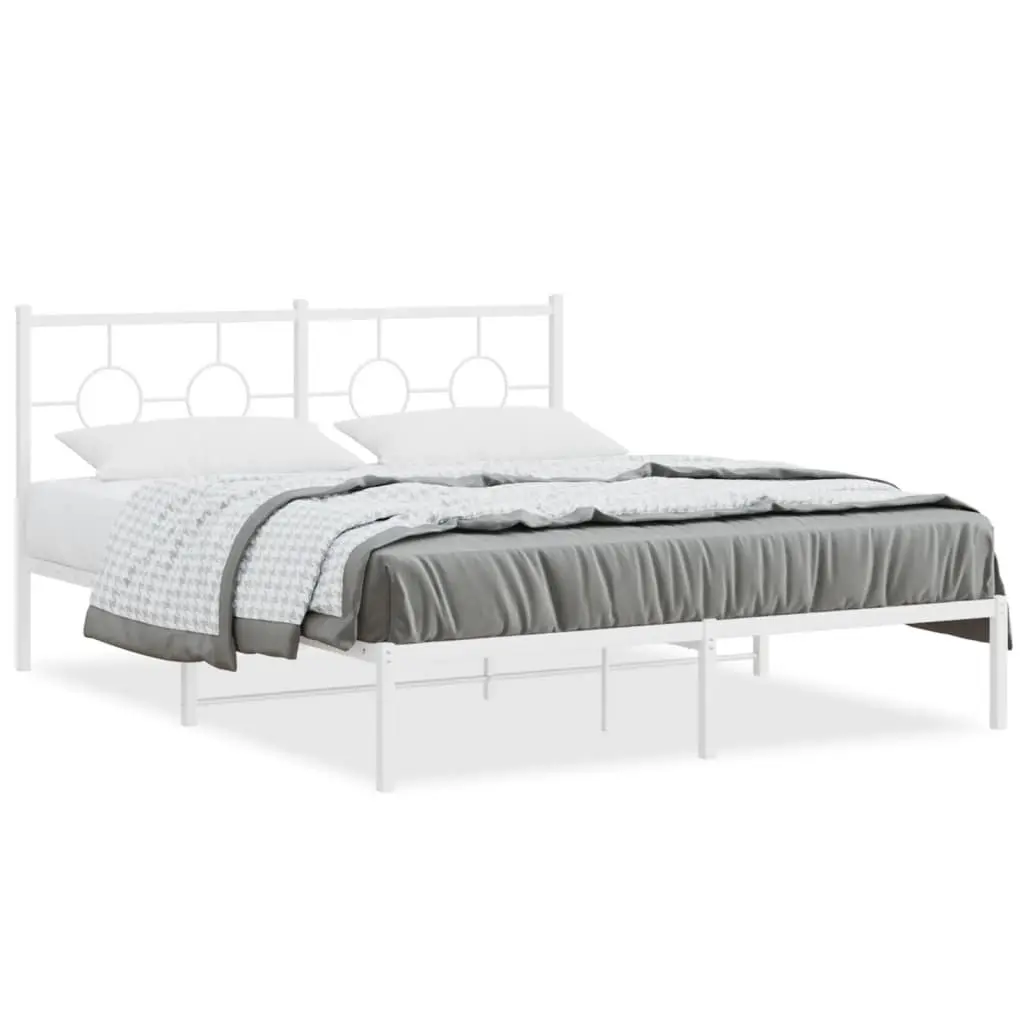 Metal Bed Frame Powder-coated Steel 150x200 cm White