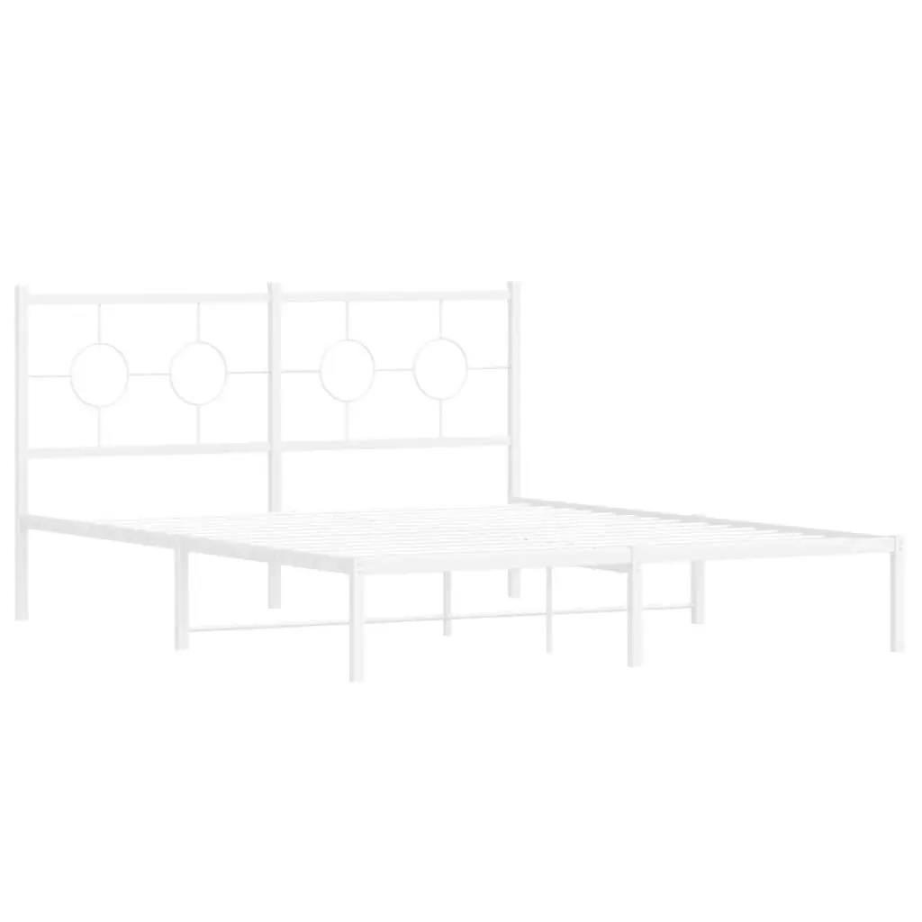 Metal Bed Frame Powder-coated Steel 150x200 cm White