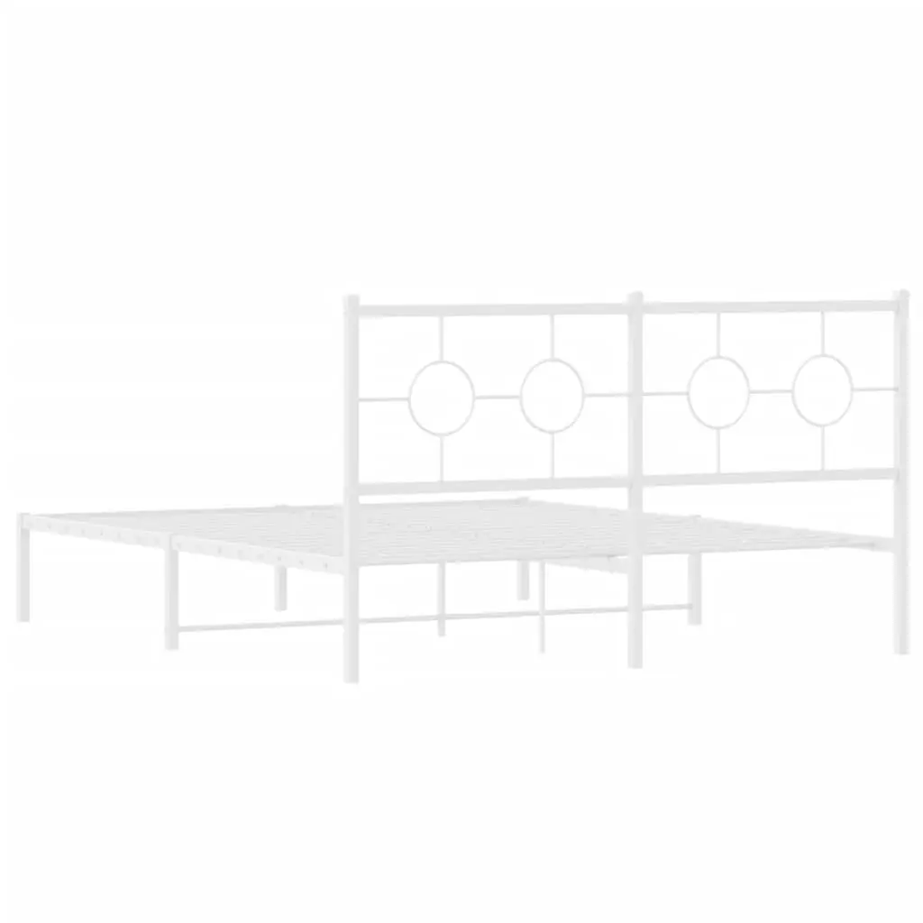 Metal Bed Frame Powder-coated Steel 150x200 cm White