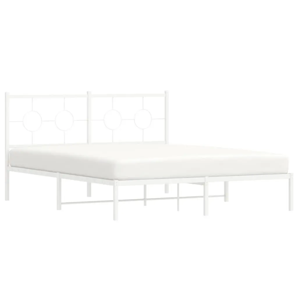 Metal Bed Frame Powder-coated Steel 150x200 cm White