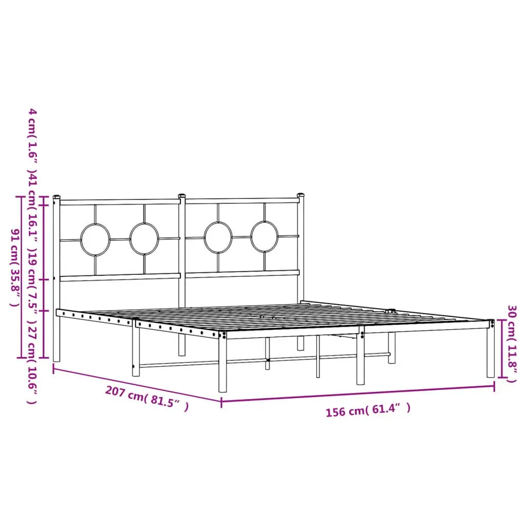 Metal Bed Frame Powder-coated Steel 150x200 cm White