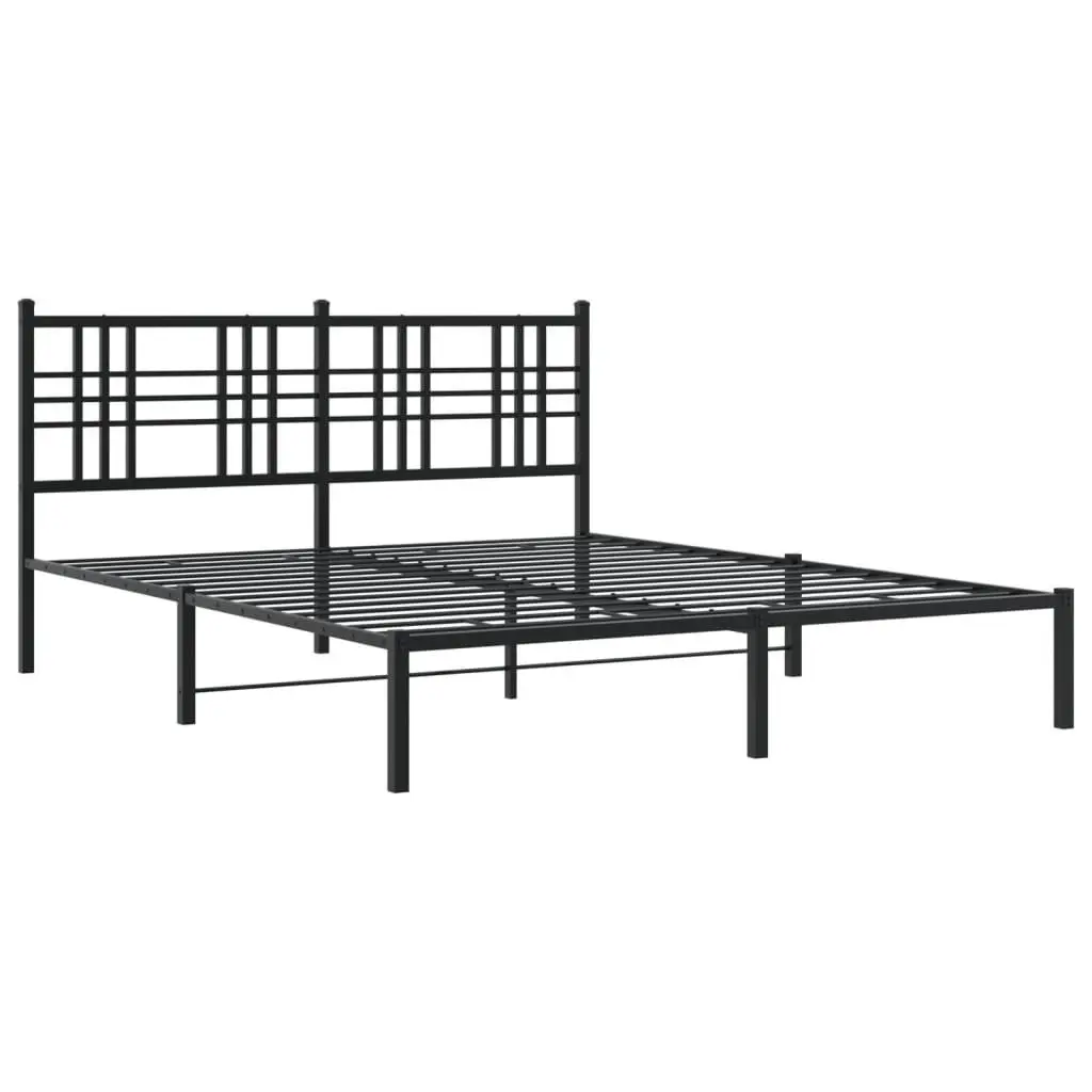 Black Metal Bed Frame with Headboard 150x200 cm