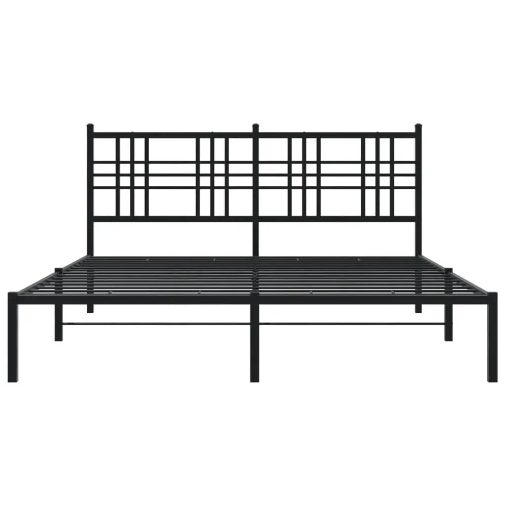 Black Metal Bed Frame with Headboard 150x200 cm
