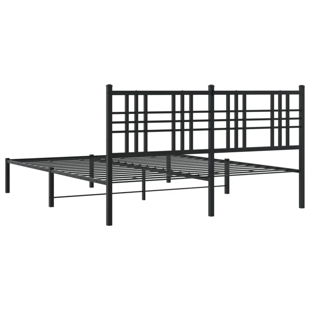 Black Metal Bed Frame with Headboard 150x200 cm