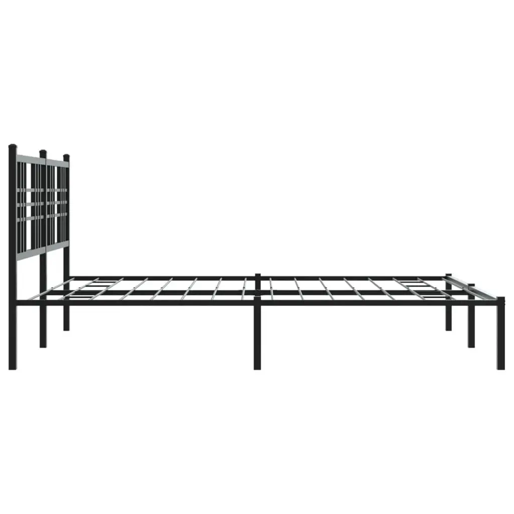 Black Metal Bed Frame with Headboard 150x200 cm