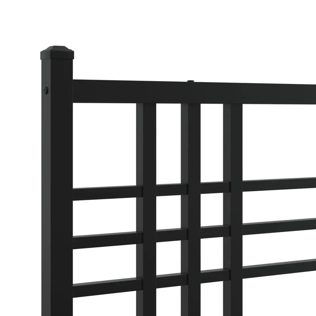 Black Metal Bed Frame with Headboard 150x200 cm