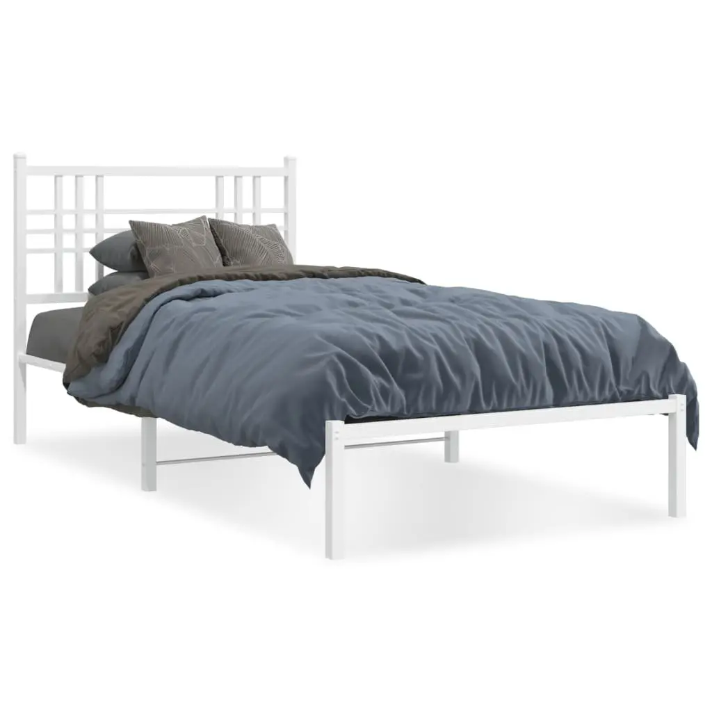 Metal Bed Frame Powder-coated Steel 90x190 cm White