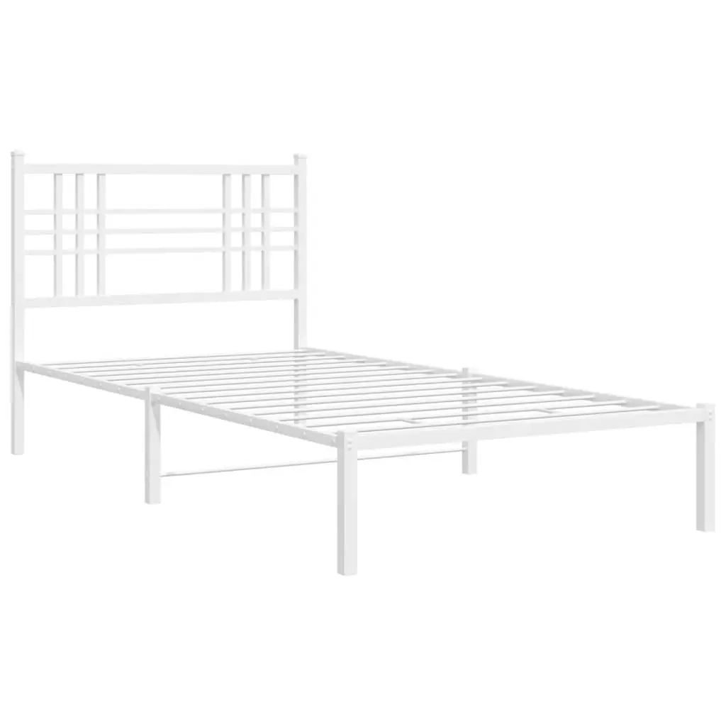 Metal Bed Frame Powder-coated Steel 90x190 cm White
