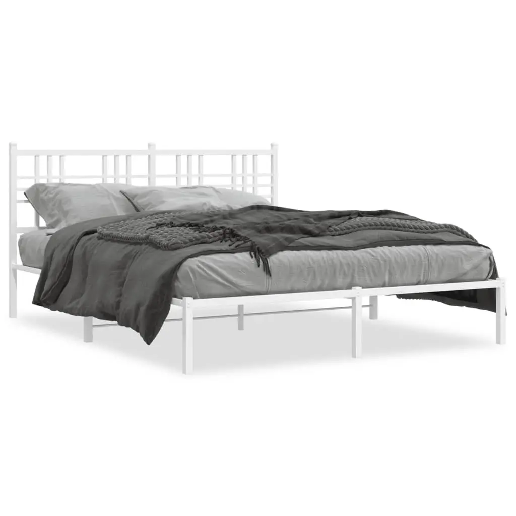 Metal Bed Frame Powder-coated Steel 150x200 cm White