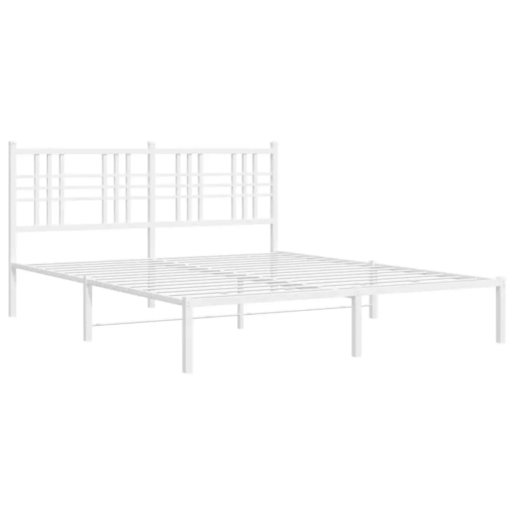 Metal Bed Frame Powder-coated Steel 150x200 cm White