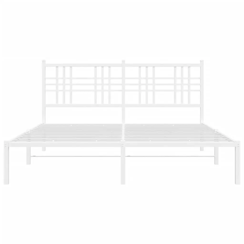 Metal Bed Frame Powder-coated Steel 150x200 cm White