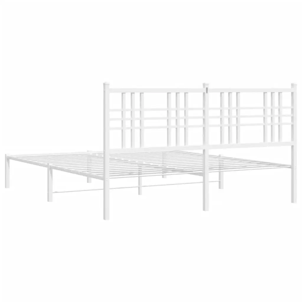 Metal Bed Frame Powder-coated Steel 150x200 cm White